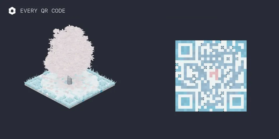 Every QR Code tree world beside a scannable QR code