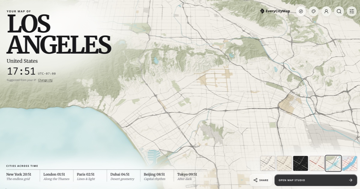 EveryCityMap 3D map of Los Angeles